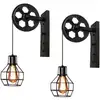 Image de Axhup - 2 Pack Applique Industrielle Poulie Rétro Suspendue Lampe De Mur En Fer Eclairage Murale E27