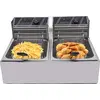 Image de Friteuse électrique, puissance 3200W, capacité 127QT, plage de température 140°F-392°F, construction en acier inoxydable, double panier de friture