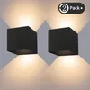 Image de 12w Applique Murale Interieur/exterieur, Lampe Murale Led Etanche Ip65 Réglable Lampe Up Down Design 3000k Blanc Chaud Appliques Murales Pour Salon Chambre Chemin Lot De 2 - Noir -