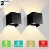 Image de 2 12w Applique Murale Intérieur Led Lampe Extérieur Ip65 Étanche Réglable 120° Lampe Up Down Cob Lèche-murs Pour Salon Chambre Chemin Couloir Lot De 2 Noir Blanc Chaud -