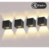 Image de 4 Pièces Applique Murale Led Exterieur 12w Appliques Murales Interieur 3000k Blanc Chaud Design Etanche Ip65 - Noir-rapanda