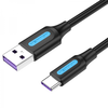 Image de Câble Vention USB 2.0 Mâle vers USB-C Mâle - 0,5m - 5A 100W 480Mbps - Couleur Noir - Neuf