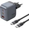 Image de GaN Vention USB-C+C+A 70W Charger + USB-C-C Cable 1m (Gray)
