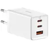 Image de Chargeur GaN PD / QC port 2x USB et 1x USB-C ?65W avec Câble 1m 100W Blanc - Neuf