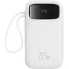 Image de Batterie externe Baseus Qpow2, 10 000 mAh, double câble USB-C, 22,5 W, écran numérique, blanc
