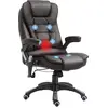 Image de HOMCOM Fauteuil de bureau massant et chauffant électrique fauteuil bureau ergonomique revêtement synthétique brun