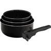 Image de Bergner Click & Cook - Set de poêles à frire - 3 poêles en aluminium pressé 16, 18 et 20 cm - Avec poignée ergonomique interchangeable - Ustensiles de cuisine - Convient pour tous les types de cuisinières - Noir