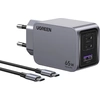 Image de Chargeur Ugreen Nexode Pro, Usb + 2X Usb-C, 65W + câble Usb-C 1.5M (Noir)