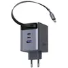 Image de Chargeur Ugreen Nexode GaN Infinity 1x USB-A + 2x USB-C 100W avec Câble Rétractable