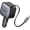 Image de Chargeur de voiture - UGREEN - 90 W - USB-A et USB-C - Rétractable - Noir