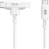 Image de Hyper HyperJuice USB-C à USB-C et Lightning hybrid silicone câble (1.5m/60W)   Connecteur Hybride 2-en-1   Charge rapide USB-C 60W   MFi - Blanc