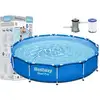 Image de Bestway   Piscine Hors Sol Ronde 366 X 76 Cm   Capacité 6473 L   Filtre 1c Inclus   Cadre En Métal Plastifié   Vitesse De Filtration 1249 L/h