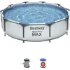Image de Bestway Steel Pro MAX ronde 305x76cm Piscine à cadre acier avec pompe de filtration Gris 56408