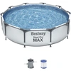 Image de Bestway® Steel Pro MAX  Kit piscine à cadre avec pompe de filtration Ø 305 x 76 cm, gris clair, rond