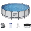 Image de Bestway® Steel Pro MAX  Kit piscine à cadre complet avec pompe de filtration Ø 488 x 122 cm , gris clair, rond