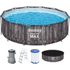 Image de Bestway® Steel Pro MAX  Kit complet de piscine hors sol avec pompe de filtration Ø 427 x 107 cm, aspect bois (chêne des marais), rond