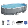 Image de Power Steel  Frame Pool Kit complet, ovale, avec pompe de filtration, échelle de sécurité & bâche 488 x 305 x 107 cm, Piscine, Natation, Piscines