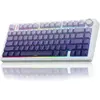 Image de Clavier mécanique de jeu sans fil AULA F75, éclairage RGB LED, disposition QWERTY américaine, fréquence 2,4 GHz/USB-C/Bluetooth, compatible Windows/Mac, couleur violet dégradé avec motif d'étoile gravé sur le côté