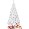 Image de COSTWAY Sapin de Noël artificiel 240cm avec 1138 pointes, aiguilles en PVC & support en métal, sapin de Noël idéal pour la maison, le bureau & les magasins, blanc