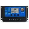Image de Contrôleur De Charge Solaire 10a, Contrôleur De Panneau Solaire 12v/24v Régulateur De Batterie De Panneau Solaire À Affichage Lcd Réglable Avec Double Port Usb