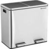 Image de SONGMICS Poubelle 48 L inox 2 x 24 L Poubelle à pédale avec 2 seaux intérieurs Tri sélectif des déchets Systèmes de tri pour la cuisine LTB48NL