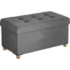 Image de Banc De Rangement, Tabouret Rembourré Pliable, 76 X 38 X 40 Cm, Coffre Avec Couvercle, Pieds En Bois Massif, Volume 65l, Capacité De Charge 300 Kg, Pour Chambre, Couloir, Gris Foncé