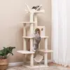 Image de FEANDREA Arbre à chat XXL 154cm avec grotte et hamac et sisal de jeu pour 3-4 chats beige PCT86M