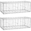 Image de Songmics - Lot De 2 Gabion Pour Pierre, 100 X 30 X 30cm, Cloture Gabion, Cage En Métal, Panier À Pierre, Maille 5 X 10 Cm, Galvanisé, Mur, Paterre, Décoration De Jardin, Argent