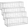 Image de Songmics - Lot De 4, Gabion Pour Pierre, 100x30x30cm, Cage En Métal, Cloture Gabion, Panier À Pierre, Maille 5 X 10 Cm, Galvanisé, Mur, Paterre, Décoration De Jardin, Argent