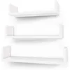 Image de Songmics   Set D'Étagères Murales Blanches   3 Étagères En Mdf E1   Fixation Murale Discrète   Pour Livres Et Objets Décoratifs