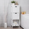 Image de VASAGLE Commode de salle de bain blanche avec 2 tiroirs | Armoire de salle de bain à 2 niveaux | Armoire de salle de bain 89 x 30 x 30 cm | Sideboard en bois BBC42WT