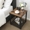 Image de VASAGLE Table de nuit, 45 x 45 x 55 cm, table d'appoint au design industriel, table de salon avec tablette grillagée, stable, facile à monter, table de rangement vintage LET41X