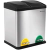 Image de Poubelle SONGMICS 30 L, poubelle à pédale, 2 bacs de 15 L, en acier inoxydable, avec bacs intérieurs et système de tri sélectif, LTB30L