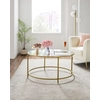 Image de VASAGLE Table basse avec structure en fer doré Ø84 x 45,5 cm ronde table en verre verre trempé robuste table basse stable table de salon décorative or LGT21G