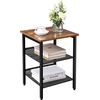 Image de VASAGLE Table d'appoint, avec 2 étagères grillagées réglables, design industriel