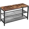 Image de Vasagle - Banc À Chaussures Avec Siège, Meuble À Chaussures À 2 Niveaux En Maille, Rangement Chaussures, Pour Entrée, Couloir, Métal, Style Industriel, Marron Rustique Par Songmics Lbs74x