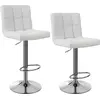 Image de SONGMICS Lot de 2 tabourets de bar, hauteur réglable, revêtement PU, pivotant à 360°, chaises de cuisine avec dossier et repose-pieds, lobby, comptoir, acier chromé, blanc LJB64W