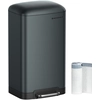 Image de SONGMICS, poubelle de 30 litres, poubelle à pédale en acier inoxydable, avec seau intérieur et couvercle, système de fermeture douce, étanche, couleur gris fumée, modèle LTB01GS