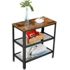 Image de Vasagle   Table D'appoint Industrielle 60x30x60 Cm   2 Étagères En Maille   Panneau Aggloméré Et Métal   Montage Facile   Let33bx