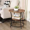 Image de Vasagle - Table D'Appoint Ronde, Table Console, Bout De Canapé, Table De Chevet, 2 Niveaux, Pour Salon, Chambre, Montage Facile, Structure En Métal, Style Industriel, Marron Rustique Par Songmics Let56b