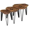 Image de CALICOSY - Lot de 3 tables gigognes avec pieds en acier etReproduction bois rustique
