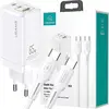 Image de Usams ad. Siec. Mt 2Xusb-C+Usb Gan 65Wt33 Pd + Cable Usb-C-Usb-C 100W Fast Charging Biay/White Mtxlogtc02