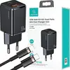 Image de Usams ad. Réseau. 1Xusb-C+1Xusb T43 33Wpd3.0 +Qc3.0 + Cable U63 Usb-C To Lightning Black/Black Usktz01