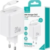 Image de Usam Lad. 1Xusb-C Avec Câble de Chargement Rapide Usb-C Rétractable Pd+Qc 20W Gan Blanc/Blanc Yc Series Cc233Tc02 (Us-Cc233)
