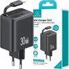 Image de Usams ad. Siec. 1Xusb-C Ze Zwijanymkablem Usb-C Retractable Pd+Qc 30W Gan Fast Charging Czarny/Black Yc Series Cc241Tc01 (Us-Cc241)