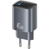 Image de Chargeur Mural Usams Cc290 T66 45w Gan, 1 Port Usb-a, 1 Port Usb-c, Finition Ternie