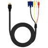 Image de Câble HDMI vers 3x RCA Mâles et VGA Mâle Adaptateur Vidéo 1.5m A4001 LinQ Noir - Neuf