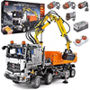 Image de Mould King 19007 camion pneumatique à benne basculante avec pelleteuse Set de briques de serrage avec RC