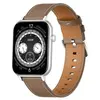 Image de Montre connectée COLMI C28   argentée avec un bracelet en cuir marron