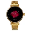 Image de Montre connectée HiFuture Aura pour femme, écran AMOLED 1,08", boîtier en acier inoxydable, moniteur de fréquence cardiaque, capteur SpO2, podomètre, étanchéité IP68, compatible Android et iOS, couleur or rose.